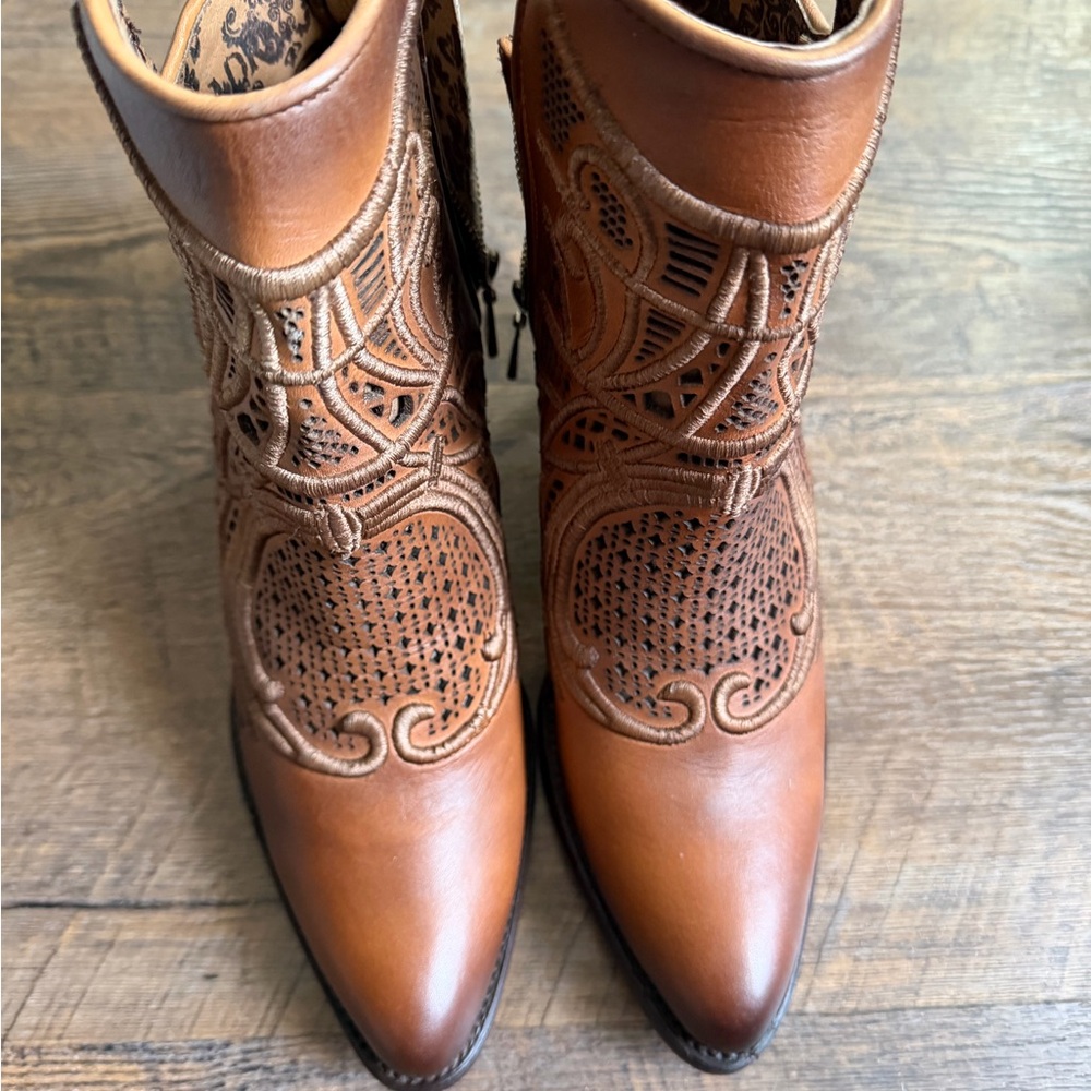 Elegant Brown Leather Ankle Booties
